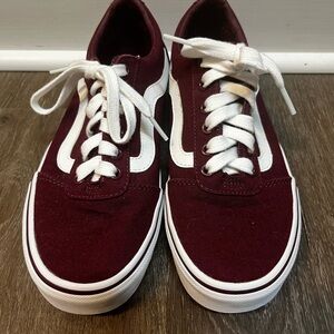 Vans Burgundy and White Sneakers